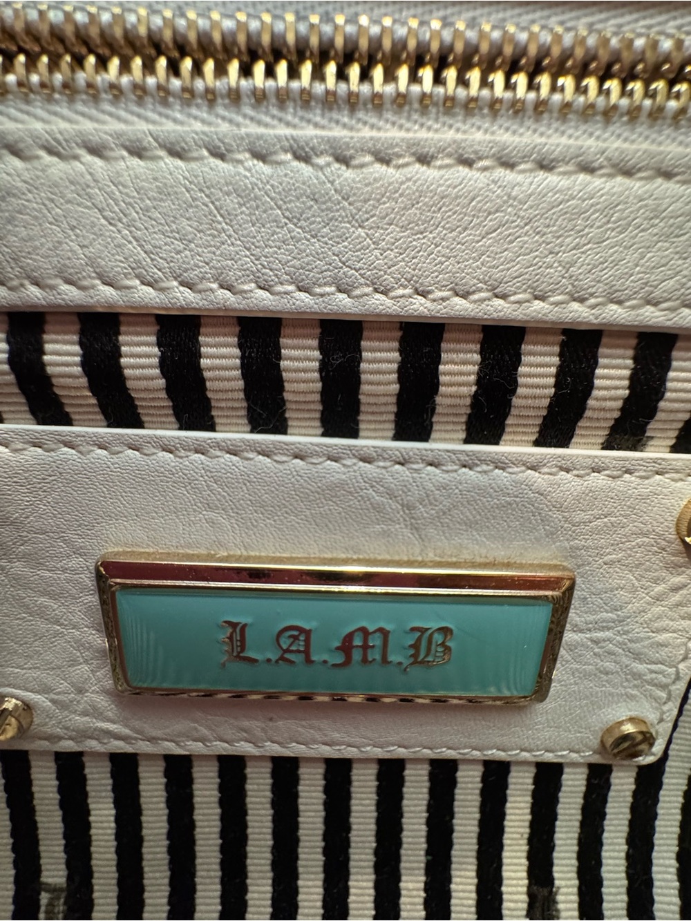 L.A.M.B. by Gwen Stefani Leopard Print Leather Clutch Purse White Black Gold - Picture 11 of 12